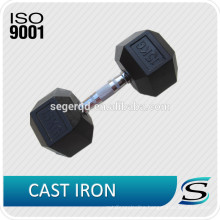 Rubber coated steel handle hex dumbbells